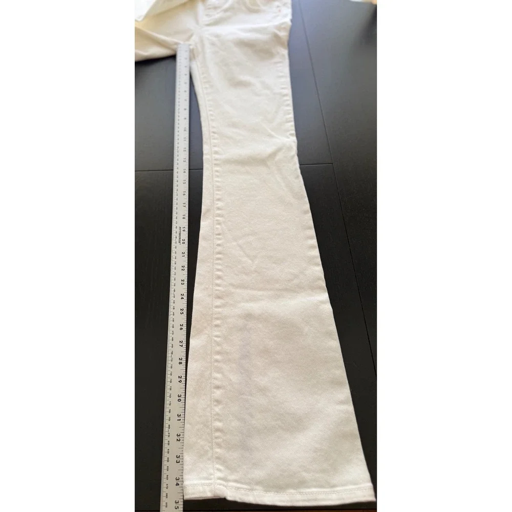Zara Flare Jeans Womens Size 4 White Rear Split Hem Stretch‎ Denim